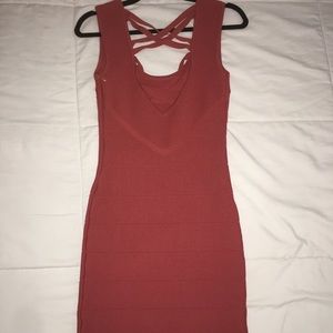Burnt orange bandage dress